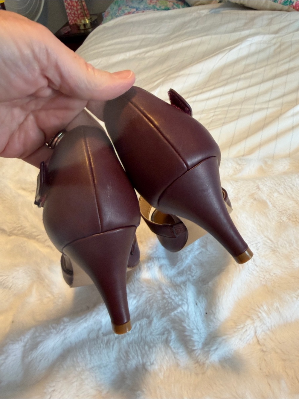 Journee Collection burgundy Pointed Toe Ankle Strap Pumps 10 wide - Picture 9 of 9